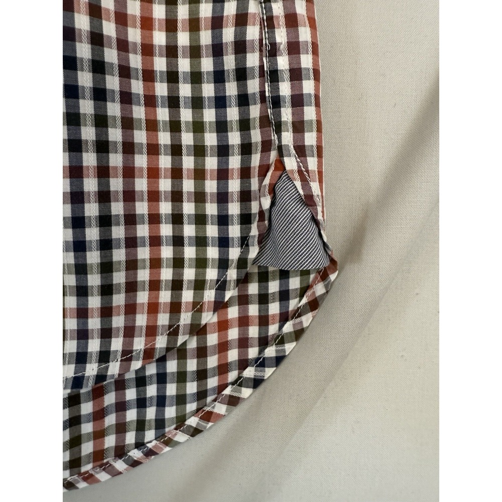 Johnston Murphy Shirt Mens Size Medium Blue Orange Plaid Button Up Tailored Fit - Picture 10 of 16